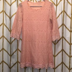 Pale peach bohemian lace mini dress